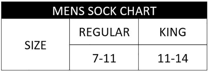 Mens Socks Size Chart