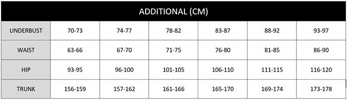 Jets Additional Sizechart